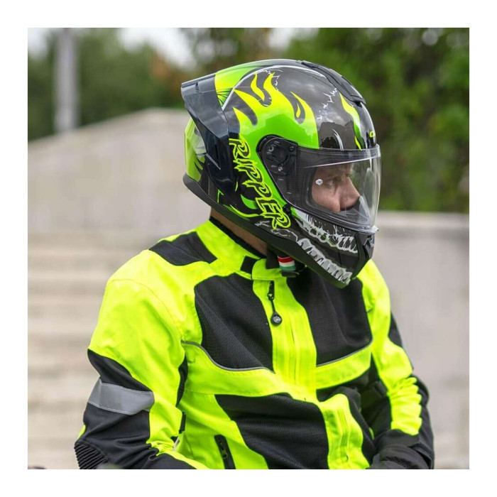 Casco Integrale Cgm 330r Riot Ripper Nero Verde Giallo Fl