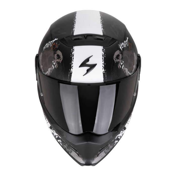 Casco Scorpion Covert Fx Skullz Nero Opaco-grigio-or