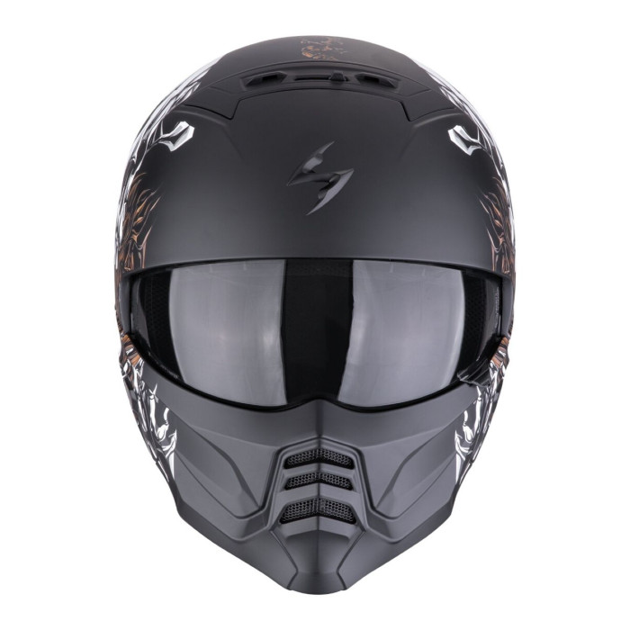 Casco Scorpion Exo-combat II Genesis Nero Opaco-bianco-or