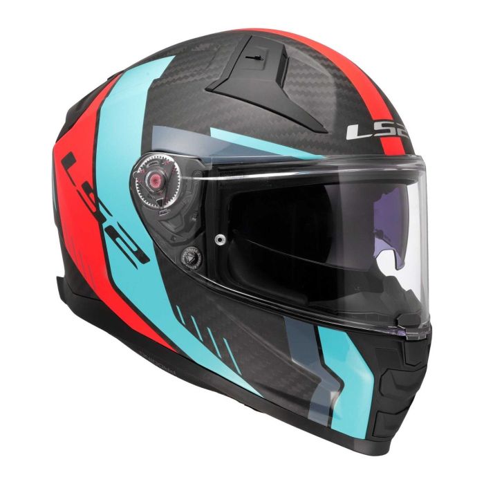 Casco Integrale Ls2 Vector II Carbon Grid 06 Red Cyan