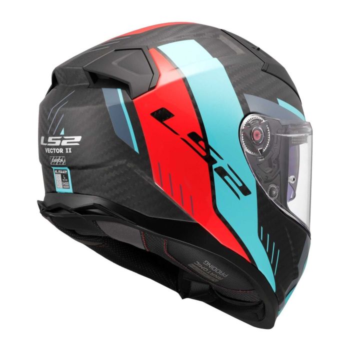 Casco Integrale Ls2 Vector II Carbon Grid 06 Red Cyan