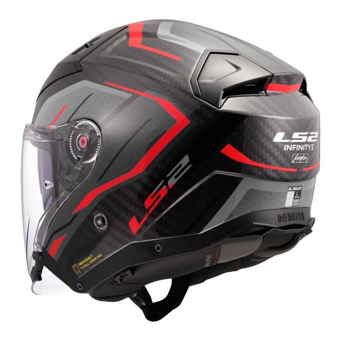 Casco Jet Ls2 Of603 Infinity Ii Carbon Urus Red