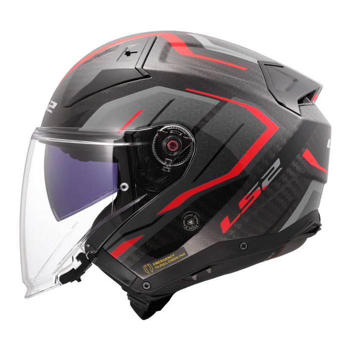 Casco Jet Ls2 Of603 Infinity Ii Carbon Urus Red