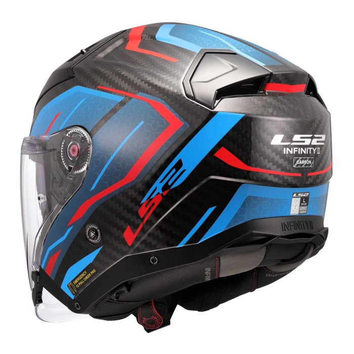 Casco Jet Ls2 Of603 Infinity II Carbon Urus Blue Red