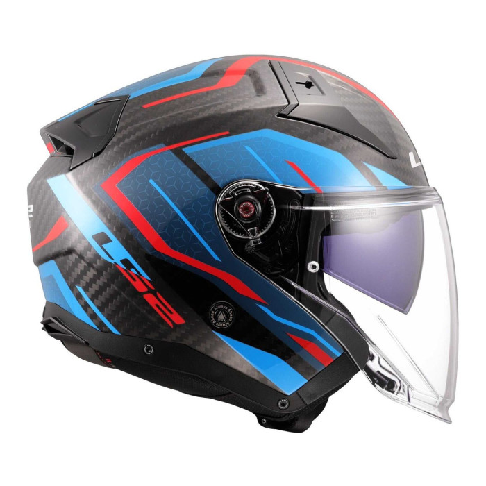 Casco Jet Ls2 Of603 Infinity II Carbon Urus Blue Red