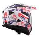 Casco Adventure Ls2 Mx702 Pioneer Ii Fantasy White Red Blue