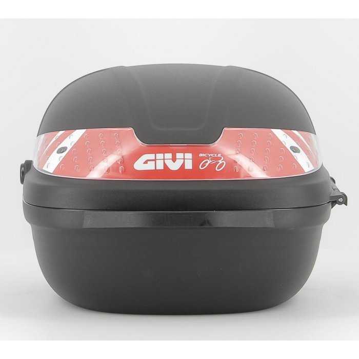 CY14N GIVI Bauletto Fisso Bicicletta Nero Cat Rosso con Kit Fissaggio Universale