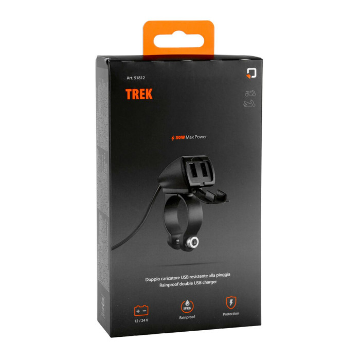 Lampa Doppio Caricatore Usb Trek Optiline 12/24v 3 Attacchi