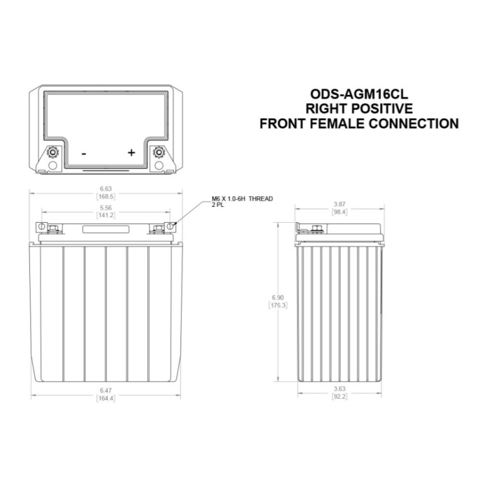 Batteria Odyssey Ods-agm16cl (ex Pc625) Agm Extreme Series 18 Ah.
