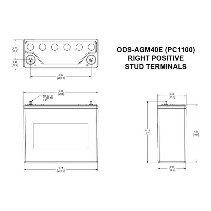 Batteria Odyssey Ods-agm40e (ex Pc1100) Agm Extreme Series 45 Ah.