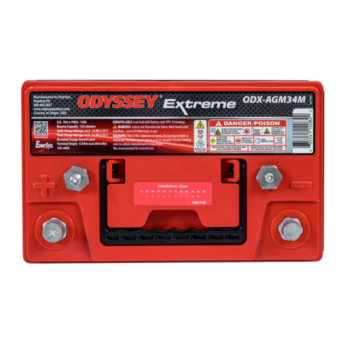 Batteria Odyssey Odx-agm34m (ex 34m-pc1500) Agm Nautica E Diporto 68 Ah.
