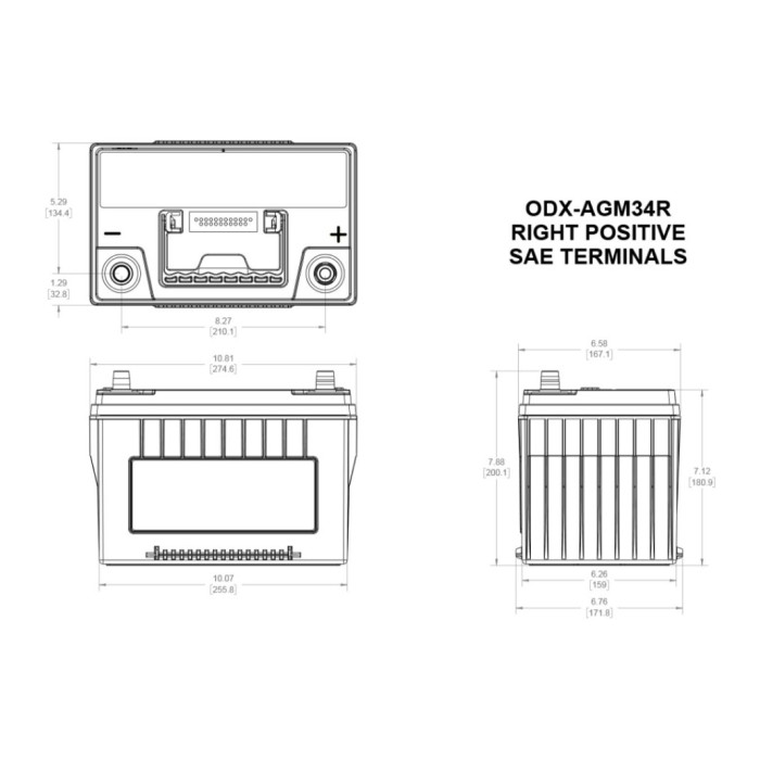 Batteria Odyssey Odx-agm34r (ex 34r-pc1500) Agm Extreme Series 68 Ah.
