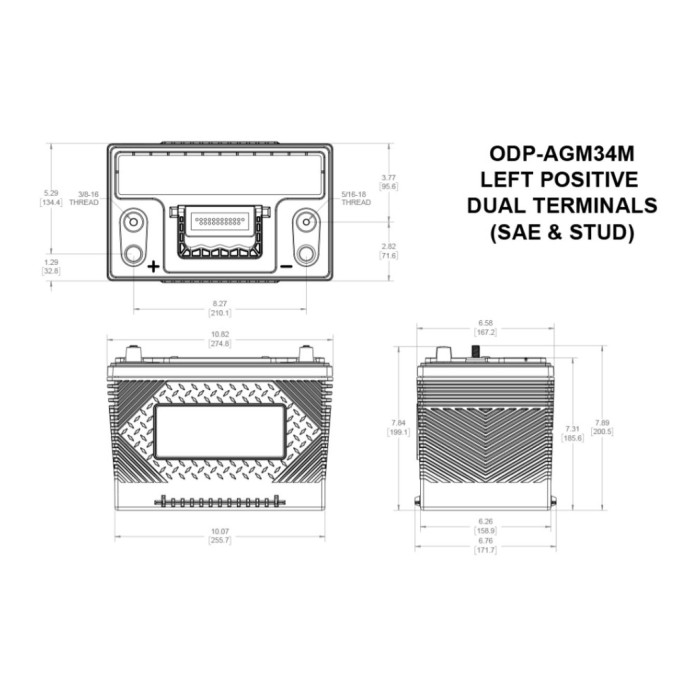 Batteria Odyssey Odp-agm34m (ex 34m-790) Agm Nautica E Diporto 62 Ah.