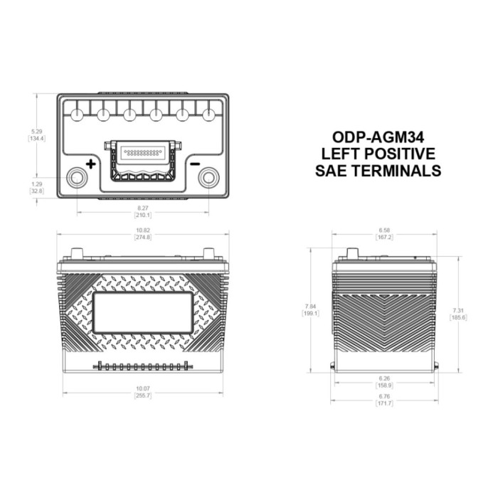 Batteria Odyssey Odp-agm34 (ex 34-790) Agm Performance Auto 61 Ah.