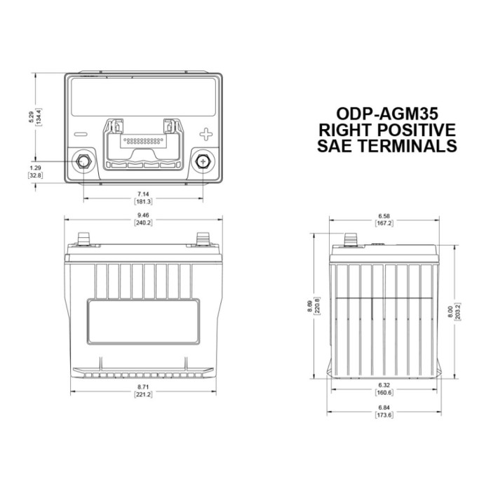 Batteria Odyssey Odp-agm35 (ex 35-675) Agm Performance Auto 59 Ah.