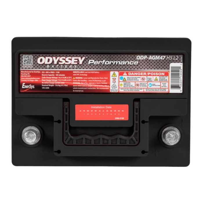 Batteria Odyssey Odp-agm47 H5 L2 (ex 47-650)Agm Performance Auto 62