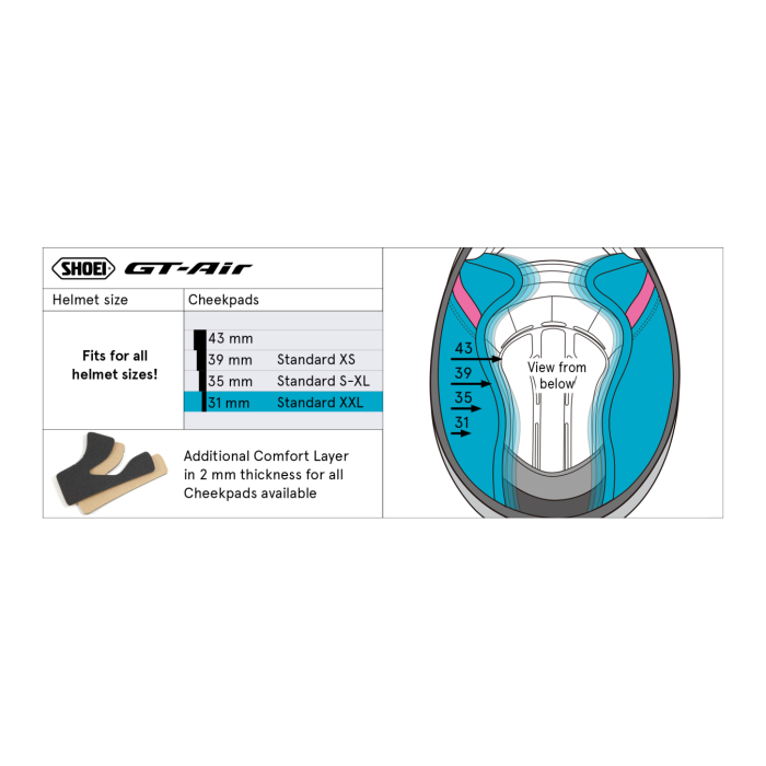 Shoei Type-f Guanciali  39 (gt-air)