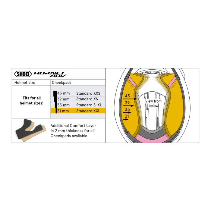 Guanciali Shoei Per Casco Type-h35 (hornet Adv)