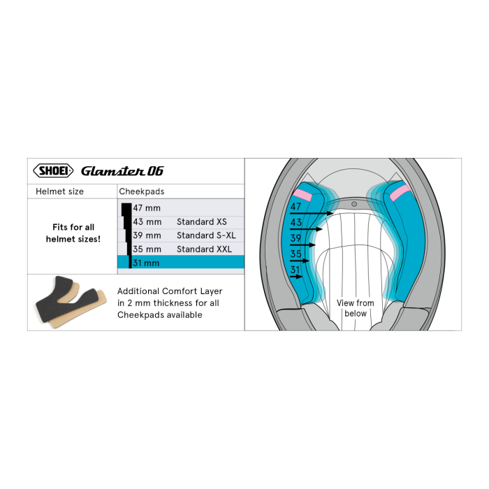 Guanciali Shoei Per Casco Glamster35 (standard Xxl)