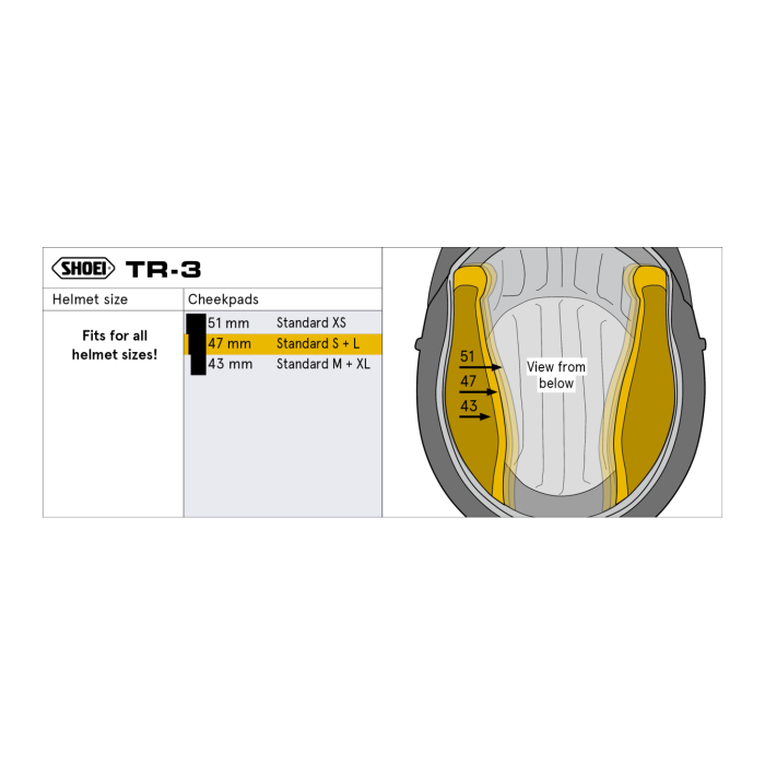 Guanciali 51 Shoei Per Casco Tr-3 Tg. Xs