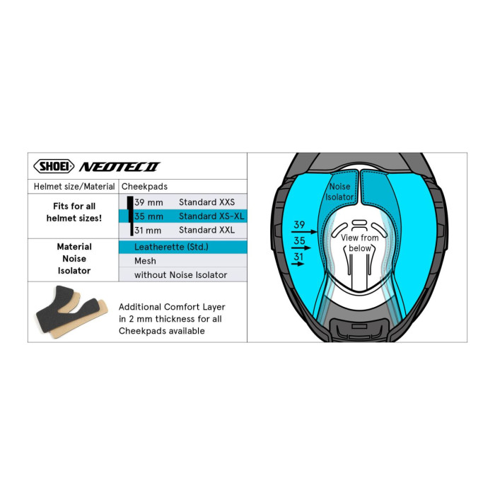 Shoei Type-l Guanciali  35 (noise Isolator Pelle)