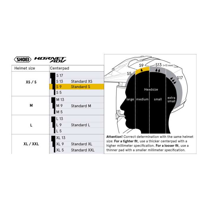 Shoei Type-h Calotta Interna S9 (hornet Adv)