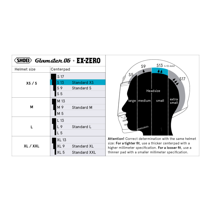 Shoei Ex-zero/glamster Calotta Interna Xl9 (std Xl)