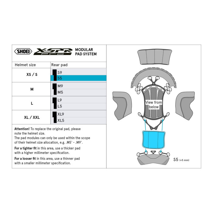 Shoei Type-p Calotta Interna Rear S9 (x-spro Pro)