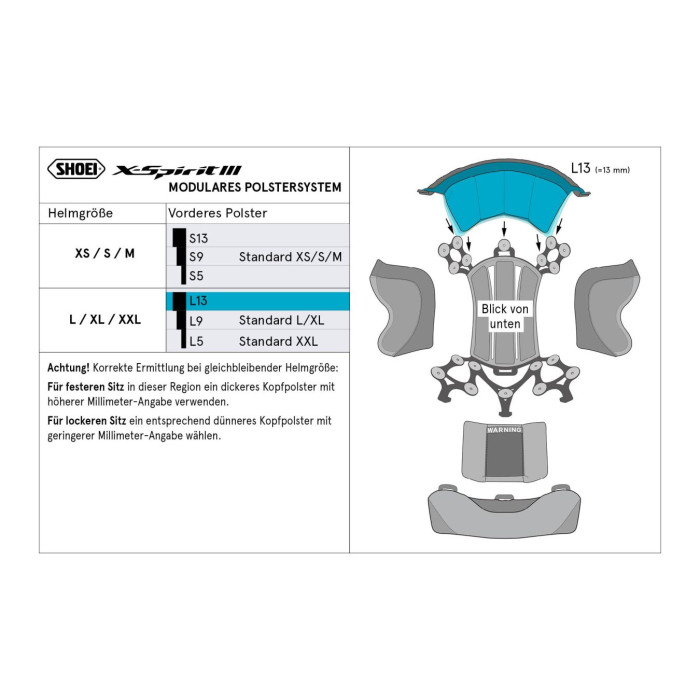 Shoei Type-i Calotta Interna Front S5 X-spirit3