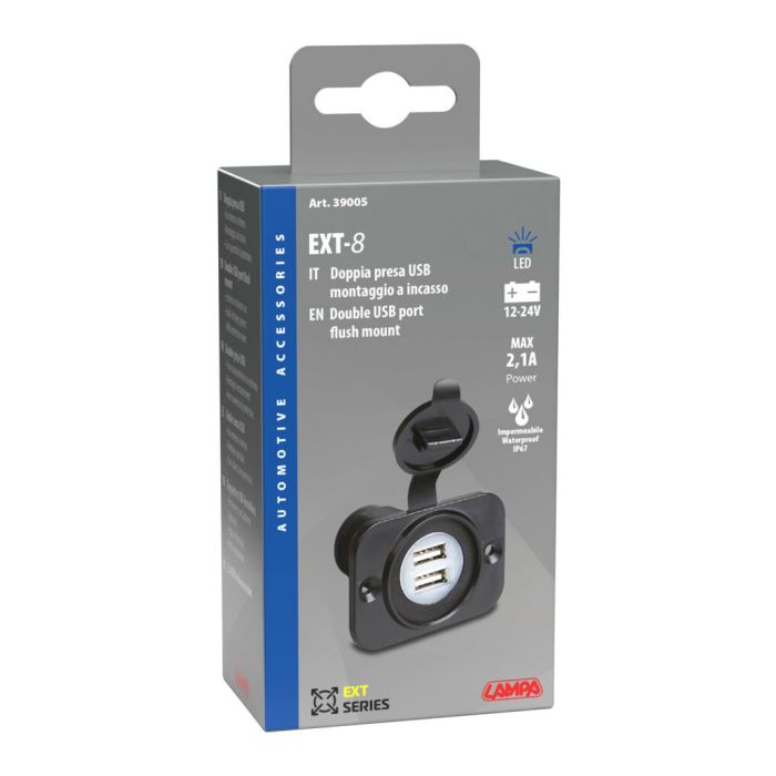 Dual USB Ext8 12/24V socket