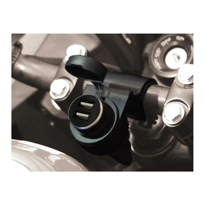 Toma para encendedor de cigarrillos + 2 entradas duales de manillar P12USB