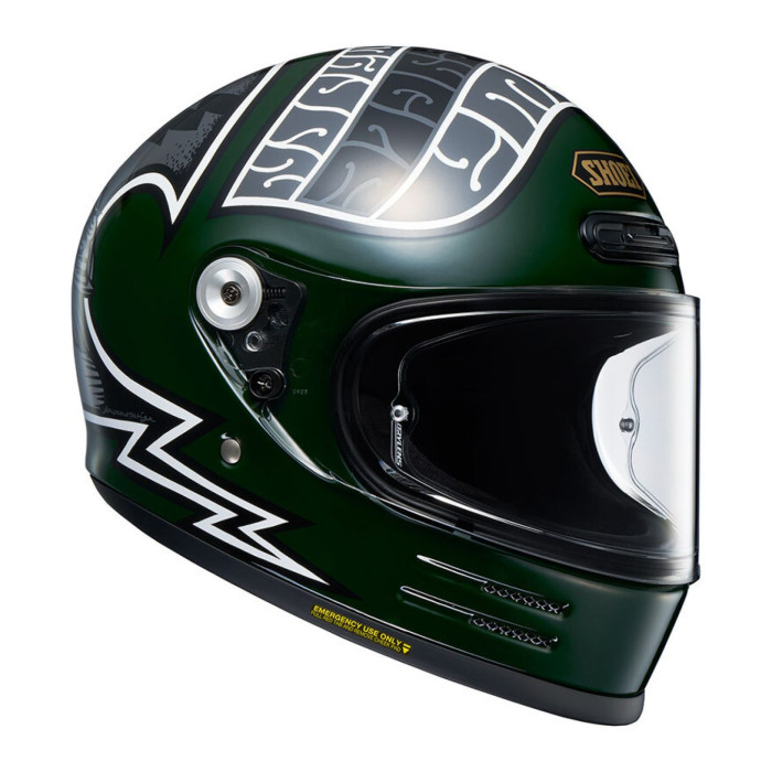 Casco Integrale Shoei Glamster 06 Heiwa Motorcycle Tc4 Verde Grigio