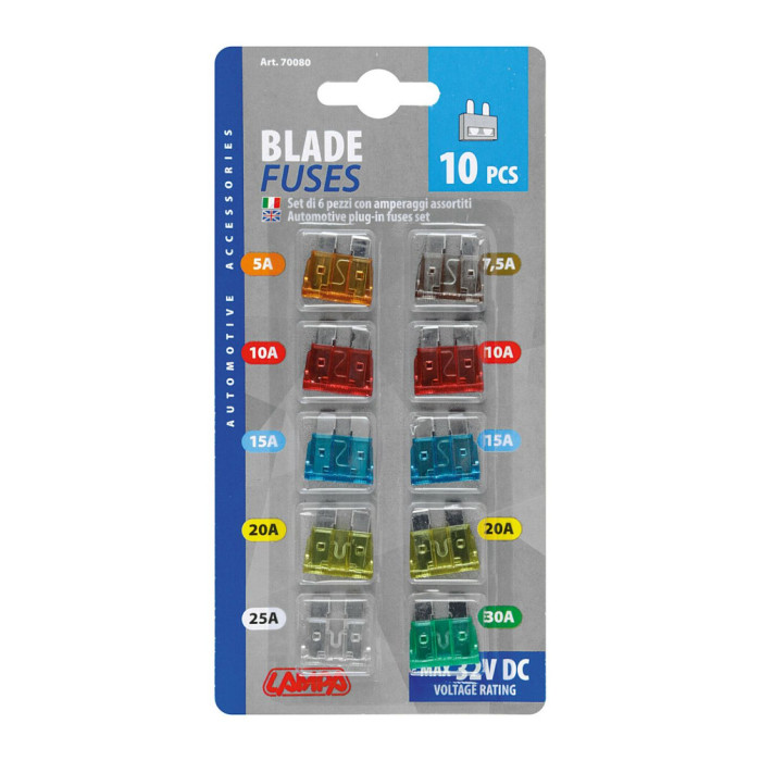 Cartellina Fusibili 10pz Lampa 70080 Assortiti 12/32v