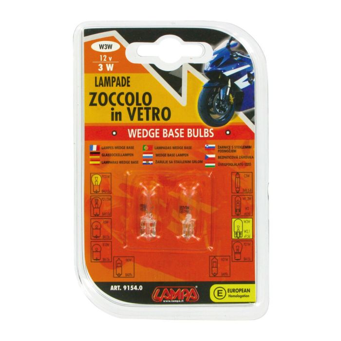 Coppia Lampadine Zoccolo Vetro Lampa 3w T10