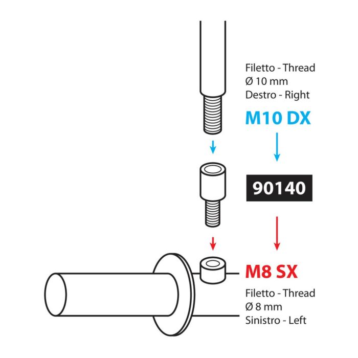 Adatattatore.specchio Da M10 Dx A M8 Sx