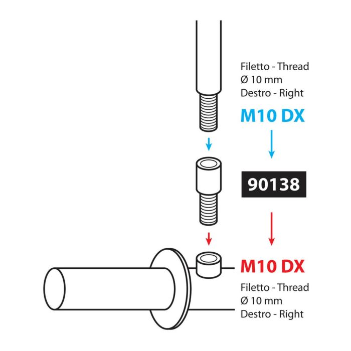 Mirror adaptor M10 R.-- M10 R.