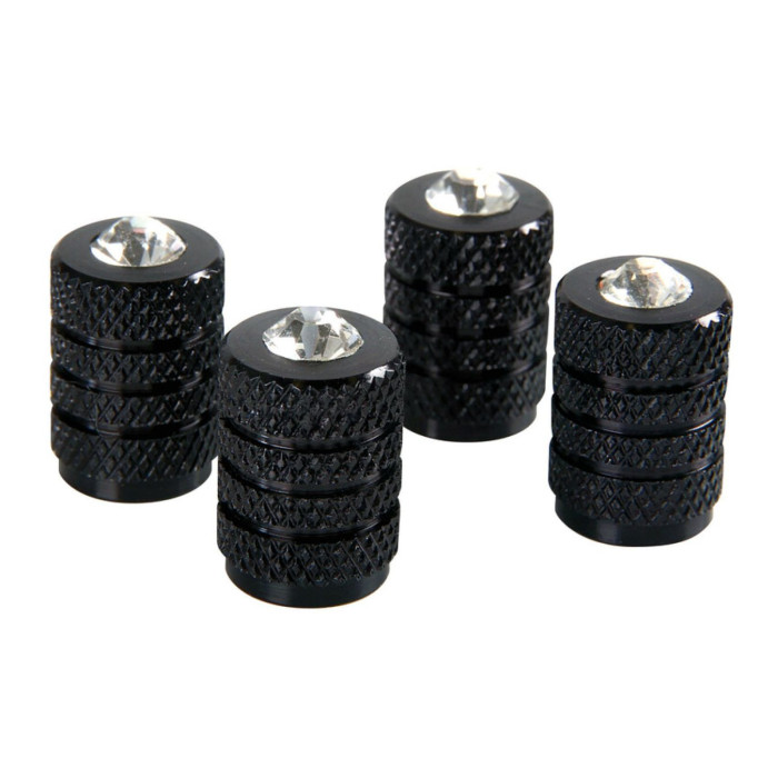 Set of 4 Black Valve Covers + Crystals