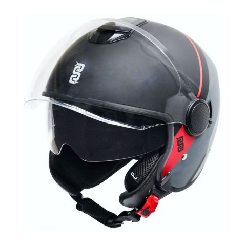 Casco Jet Oj Viaggio Grey/red Stripe