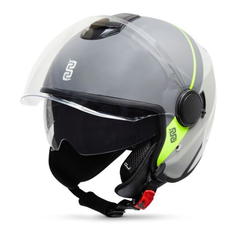 Casco Jet Oj Viaggio Grey/yellow Stripe