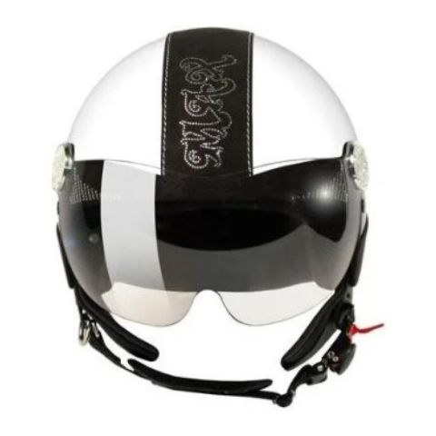 Casco New Max Posh Con Swarovski Bianco Lucido Alcant
