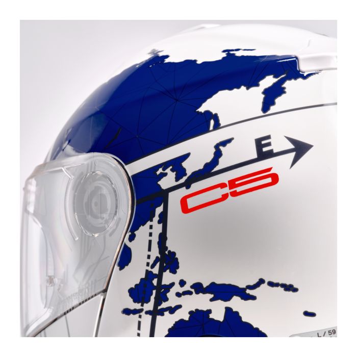 Casco Modulare Schuberth C5 Graphic Globe Blu
