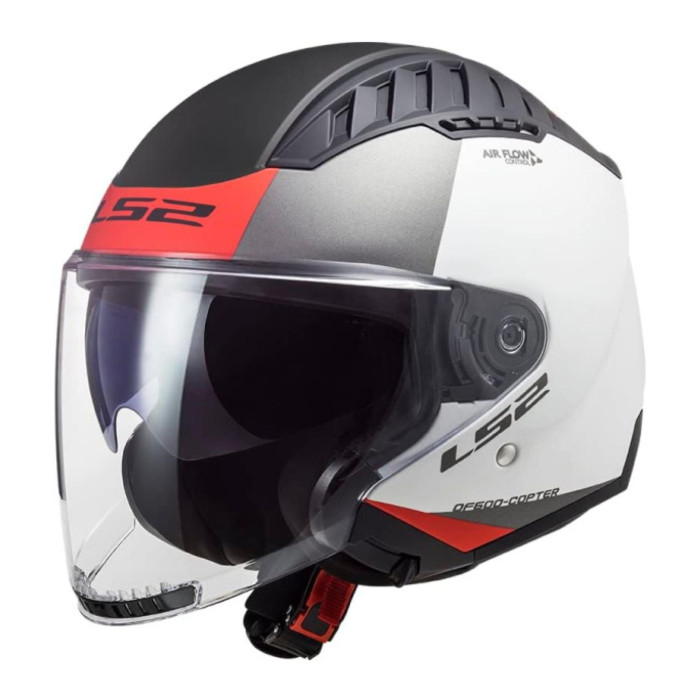 Casco Ls2 Of600 Copter II 06 Con Sunvisor M.white Red