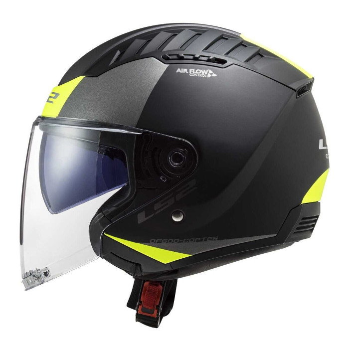Casco Ls2 Of600 Copter II 06 Con Sunvisor M.black H-v Yellow