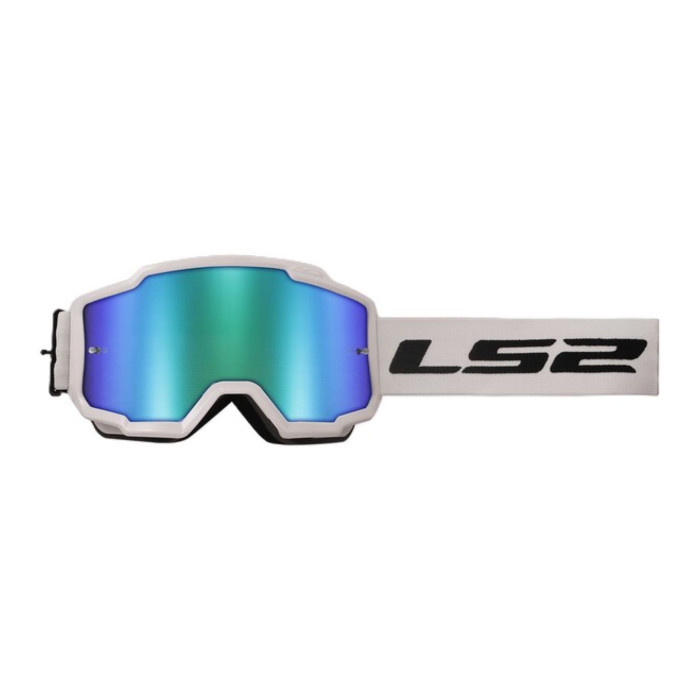 Ls2 Charger Goggle White With H-v Green Irid.visor
