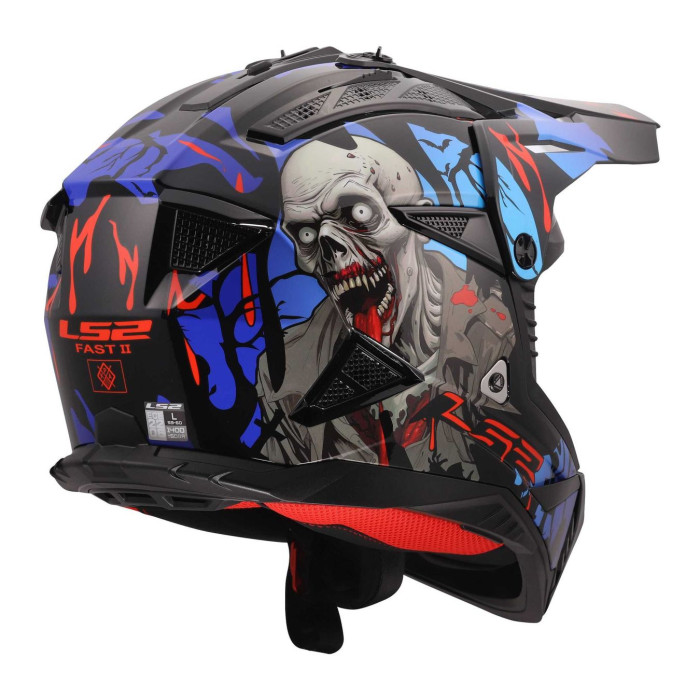 Casco Cross Ls2 Mx708 Fast II Zombie II 06 Black Red Blue