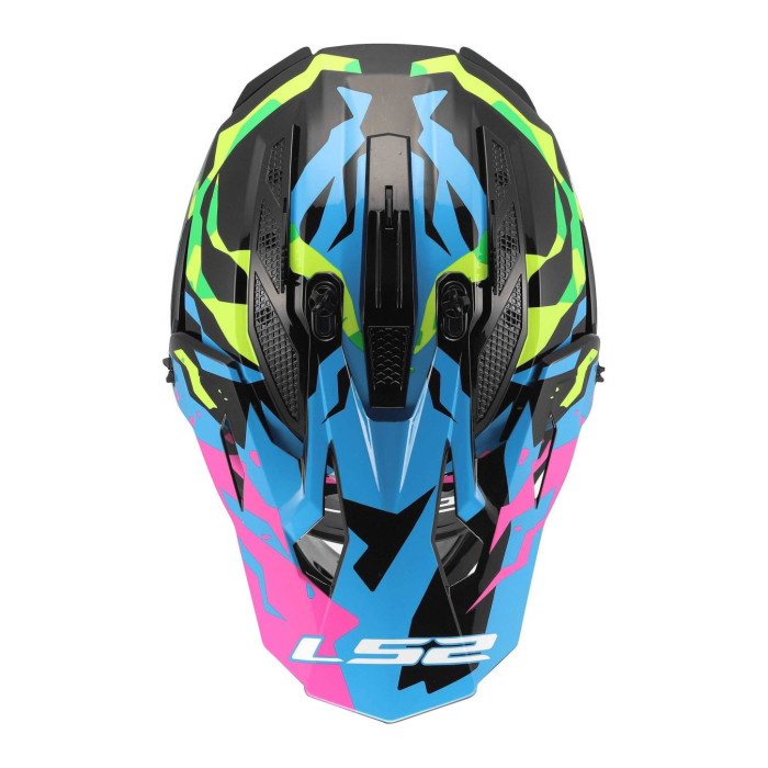 Casco Cross Ls2 Mx708 Fast II Grotesk 06 Blue Pink Green