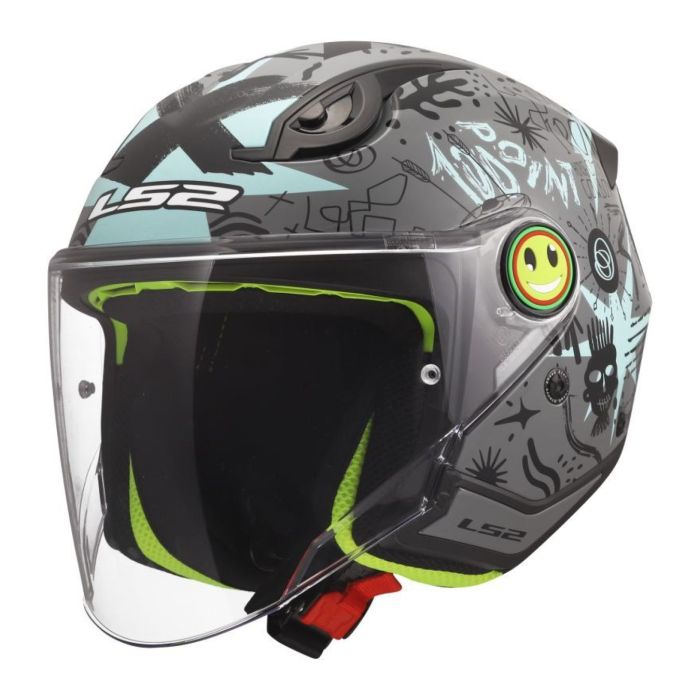 Casco Jet Ls2 Of622 Funny II Scribble Grey Blue