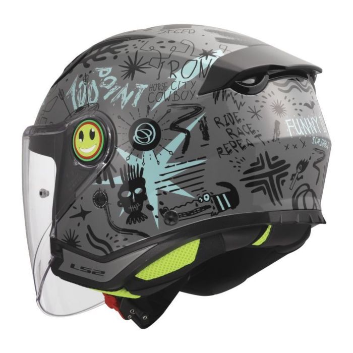 Casco Jet Ls2 Of622 Funny II Scribble Grey Blue