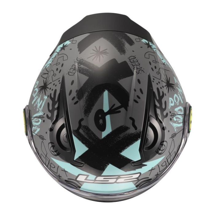 Casco Jet Ls2 Of622 Funny II Scribble Grey Blue