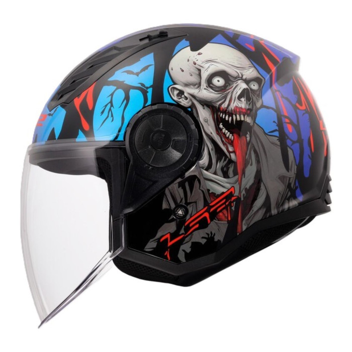 Casco Jet Ls2 Of616 Airflow II Zombie II 06 Black Red Blue